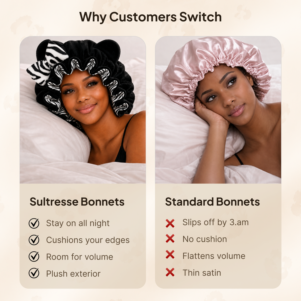 Black Zebra Satin-Lined Plush Bonnet