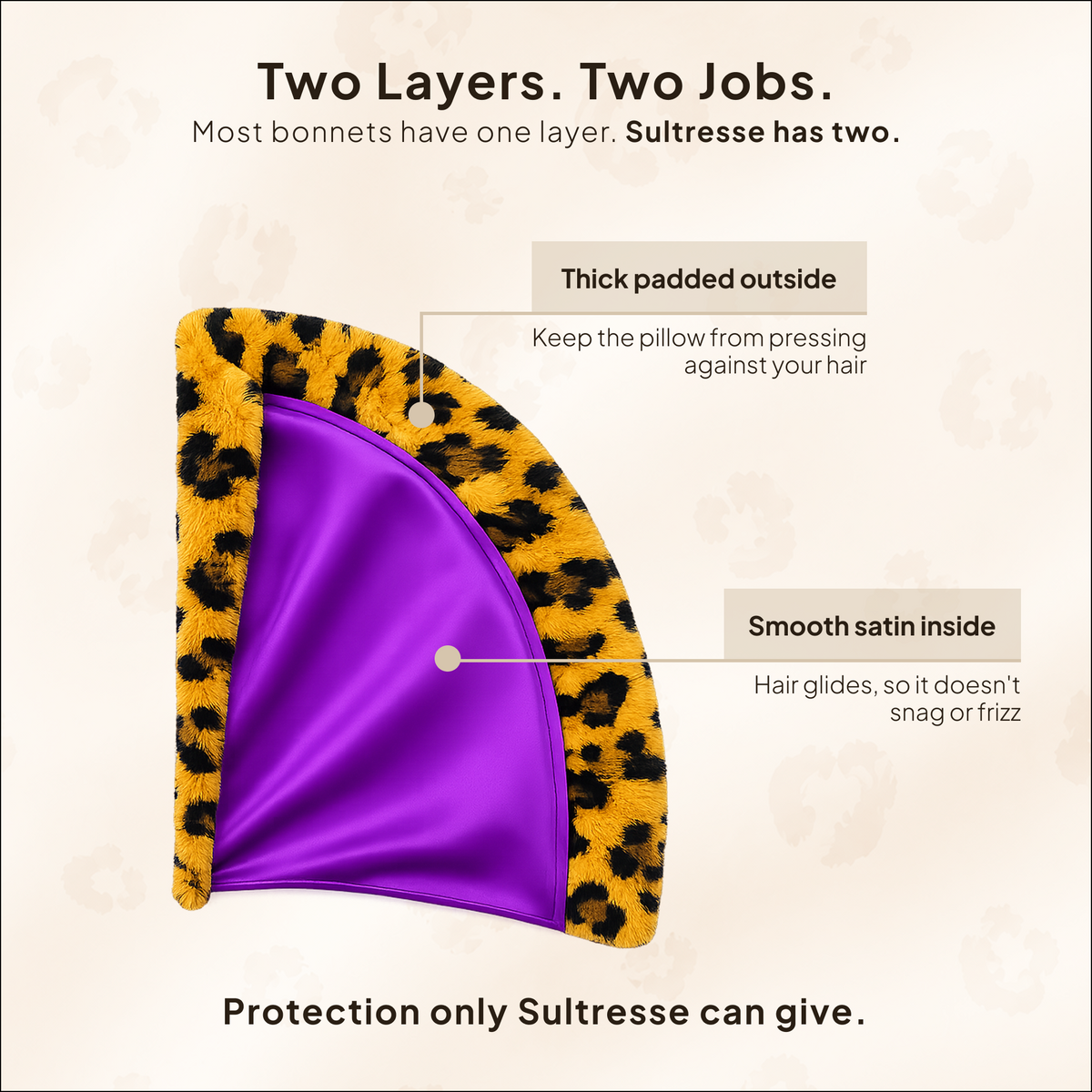 Purple Leopard Satin-Lined Plush Bonnet