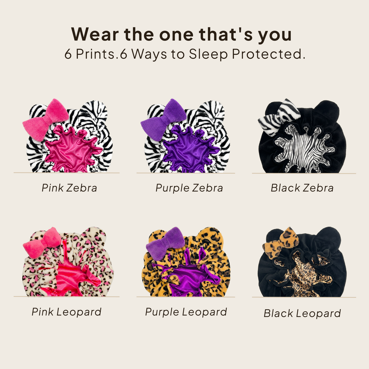 Pink Zebra Satin-Lined Plush Bonnet