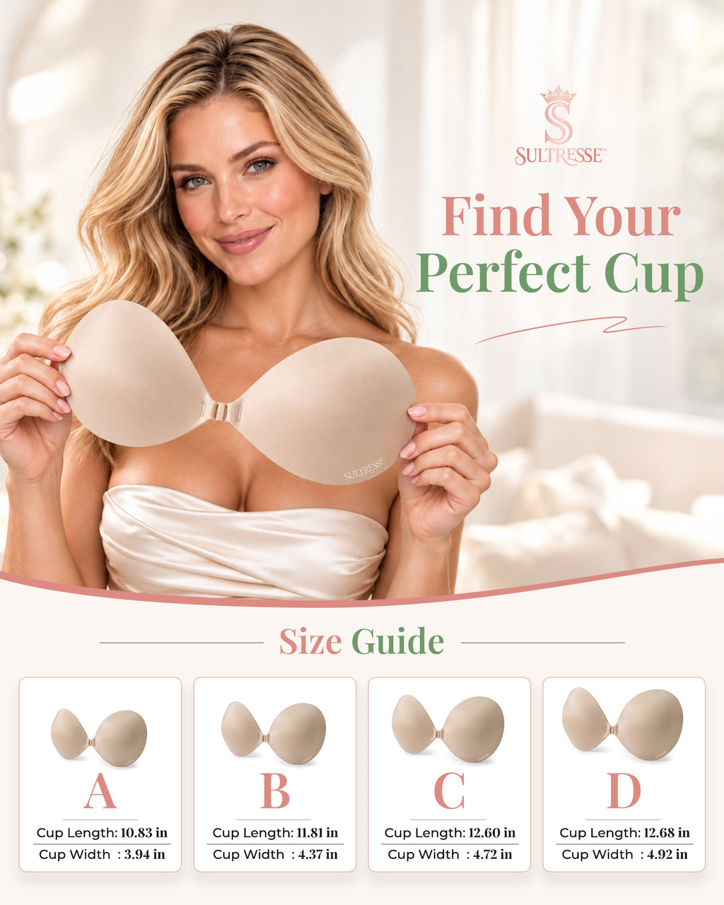 Centella Adhesive Push-Up Bra, Strapless and Backless