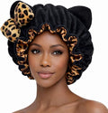 Black Leopard Satin Plush Bonnet - Sultresse