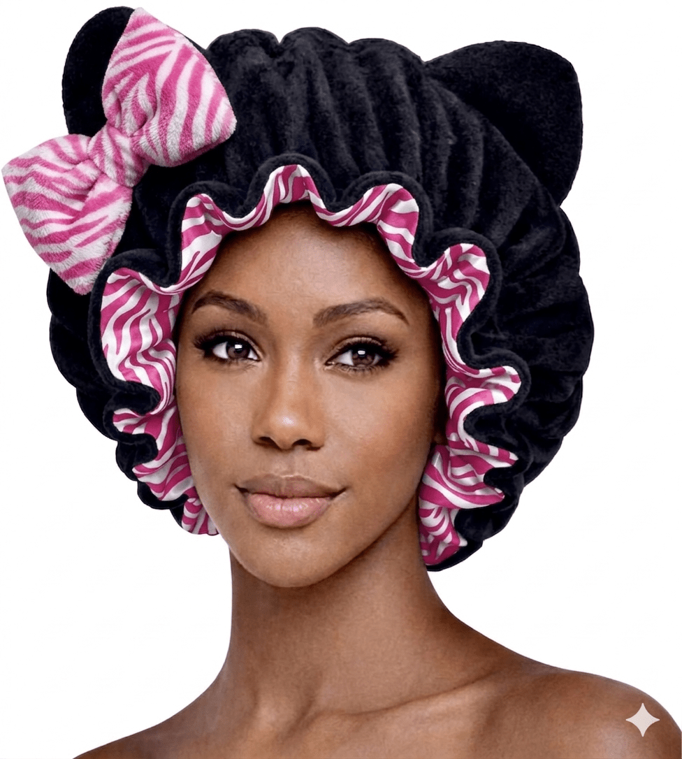 Pink Zebra Satin Plush Bonnet - Sultresse
